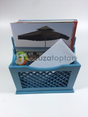 Alaçatı Mavisi El Yapımı Posta Kutusu Gazetelik Faturalık (28 x 28 cm) - 2