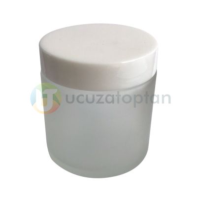Buzlu Cam Yüksek Profil Krem Kavanoz Şişesi 100cc - 1