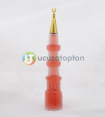 Cami Minaresi Tasarımlı Renkli Dekoratif Kolonya Şişesi 1 Koli 36 Adet Küçük Boy - 1