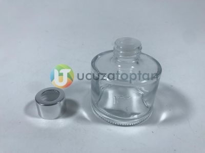 Gümüş Renk Kapaklı 100 ml Silindir Bambu Koku Şişesi - 1 Koli (56 Adet) - 3