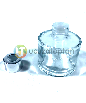Gümüş Renk Kapaklı 100 ml Silindir Bambu Koku Şişesi - 1 Koli (56 Adet) - 1