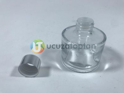 Gümüş Renk Kapaklı 100 ml Silindir Bambu Koku Şişesi - 1 Koli (56 Adet) - 4