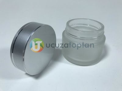 Gümüş Renk Metal Kapaklı Cam Kavanoz 5 cc Krem Şişesi - 1