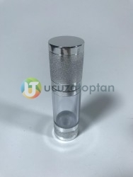 Gümüş Renk Valfsiz Asansörlü 30 cc PVC Krem Likit Şişesi (1 Koli-300 Adet) - 1
