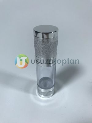 Gümüş Renk Valfsiz Asansörlü 30 cc PVC Krem Likit Şişesi (1 Koli-300 Adet) - 1