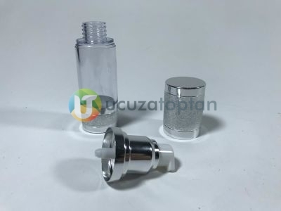 Gümüş Renk Valfsiz Asansörlü 30 cc PVC Krem Likit Şişesi (1 Koli-300 Adet) - 2