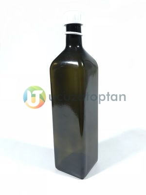 Köşeli 1000 cc Amber Kahverengi Boş Zeytinyağı Şişesi (1 litre) - 1