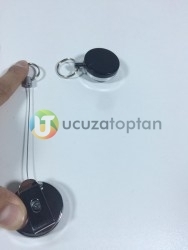 Metal İpli Siyah Yoyo Anahtarlık - Çap 4 cm - 2