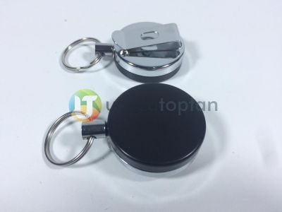Metal İpli Siyah Yoyo Anahtarlık - Çap 4 cm - 1