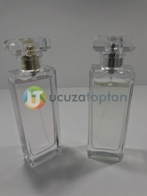 Şık Model Kapatma Valf 55 ml Boş Cam Parfüm Şişesi - (1 Koli 100 Adet) - 2